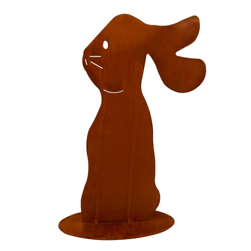 Roestmetalen paashaas Felix, 16 x 36 cm