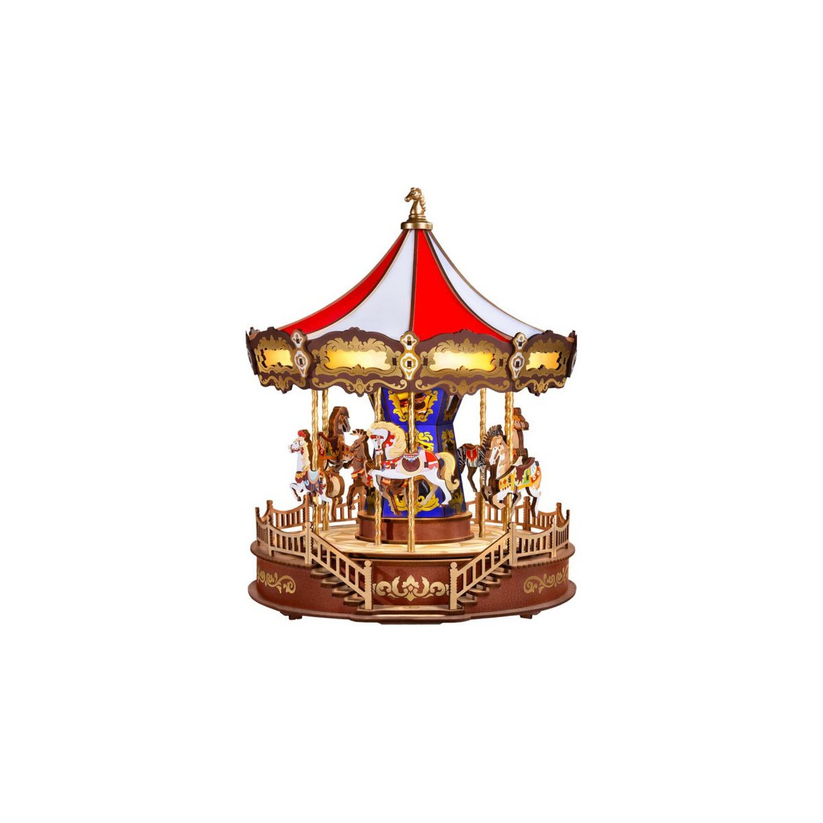 DIY houten muziekdoos carrousel 25,7 x 25,5 x 29,5 cm