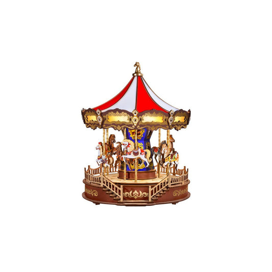 DIY houten muziekdoos carrousel 25,7 x 25,5 x 29,5 cm