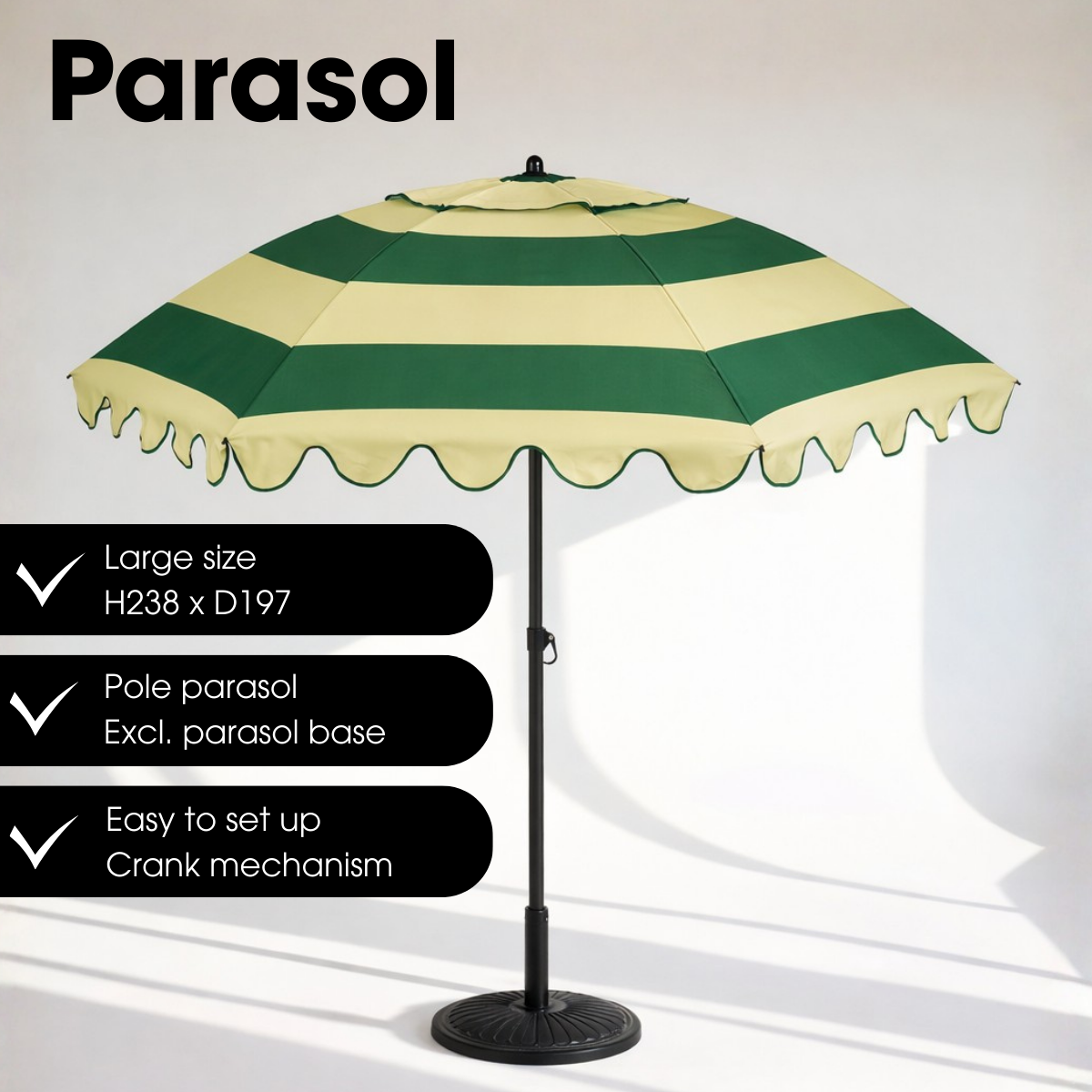 Groene gestreepte parasol Ø195 cm