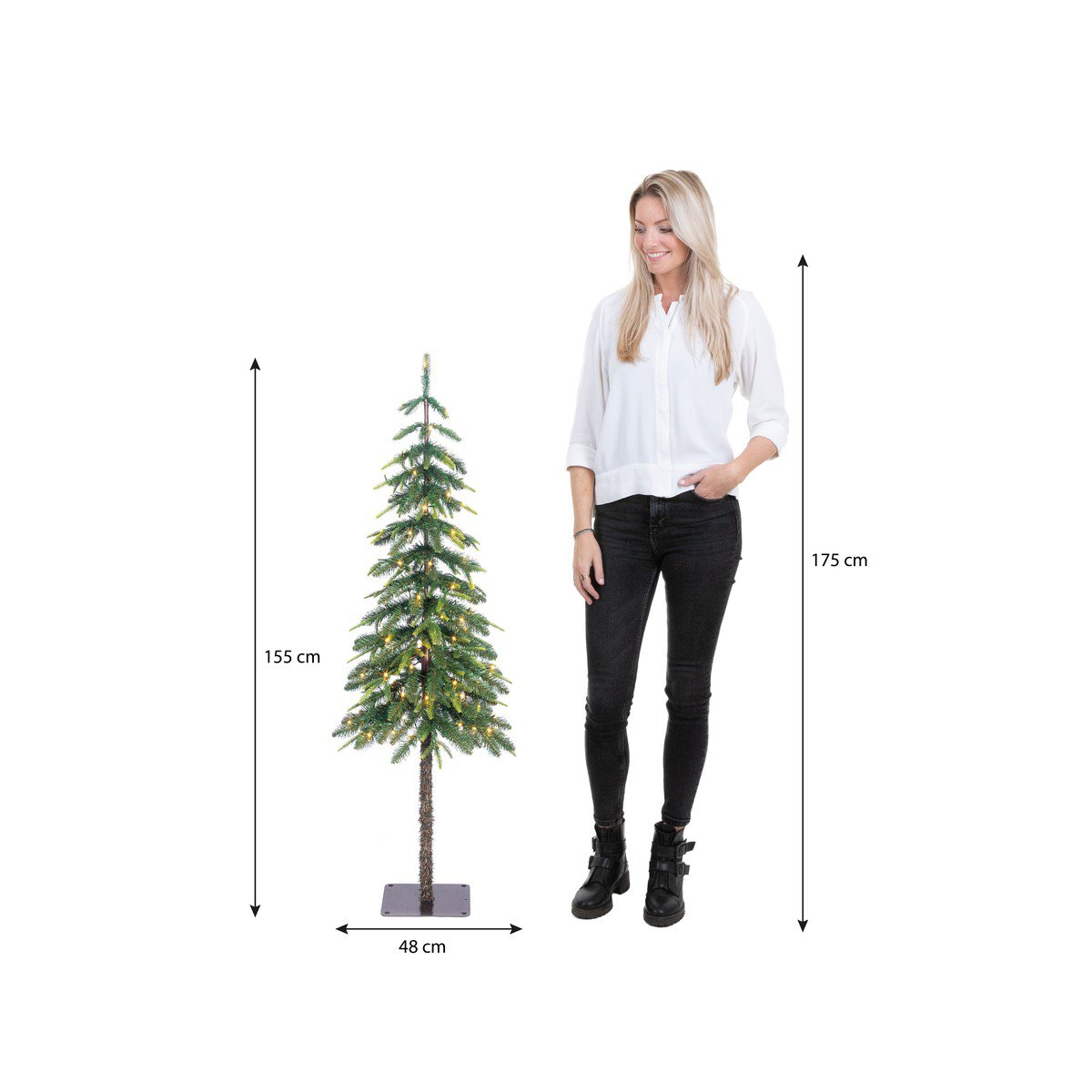 Lodge kunstkerstboom met verlichting, 155 cm, Ø 48 cm