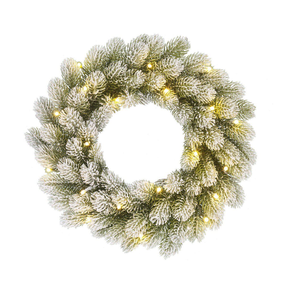 Nagoya licht besneeuwde kerstkrans met verlichting, Ø 45 cm