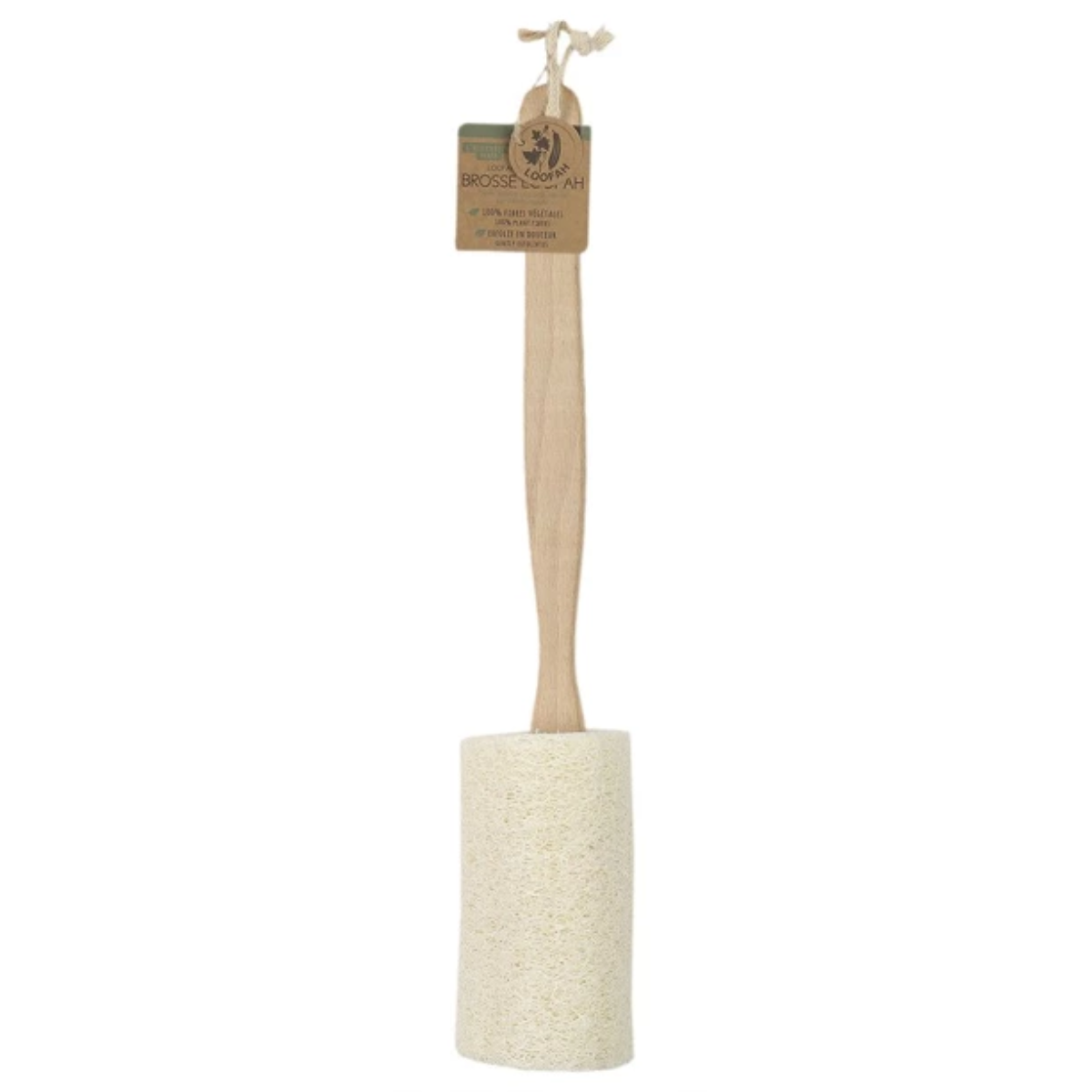 Loofah rugspons met handgrepen, natuurlijke scrub spons, 39 x 7 cm