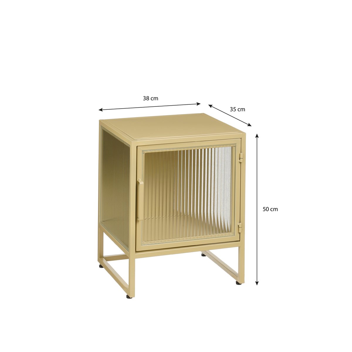 Clifton opbergkast beige, geribbeld glas, 50 cm