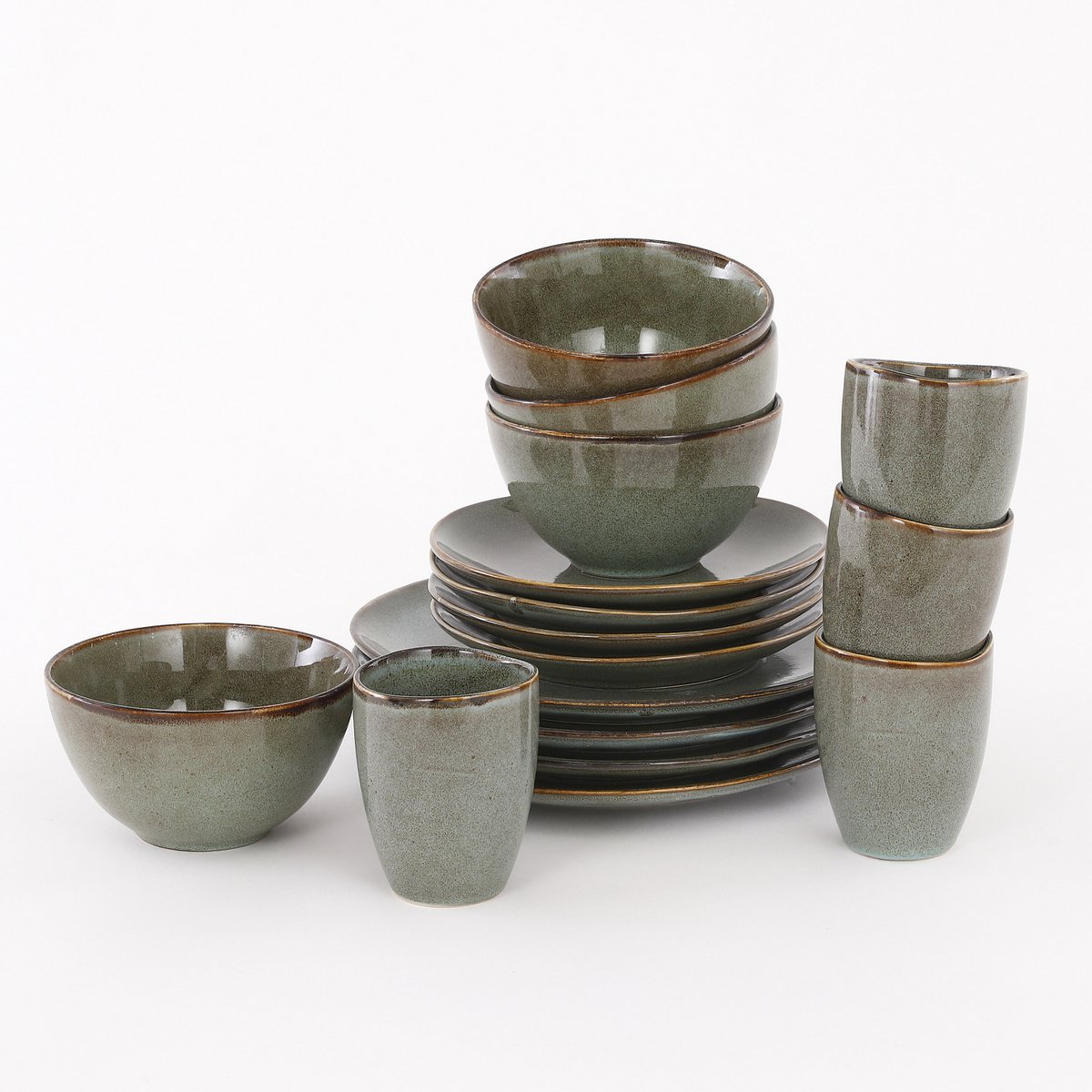 Servies set Tabo, groen, 16-delig
