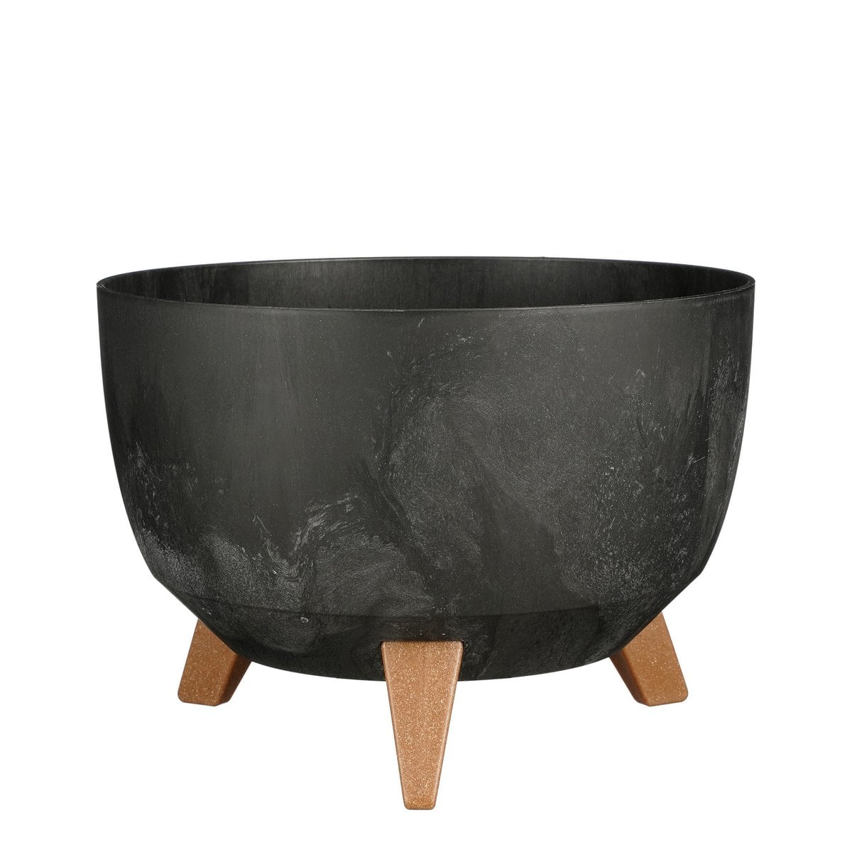 Doppio plantenbak voor buiten, zwart cementlook, Ø 33 × 18,5 cm