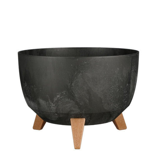 Doppio plantenbak voor buiten, zwart cementlook, Ø 33 × 18,5 cm