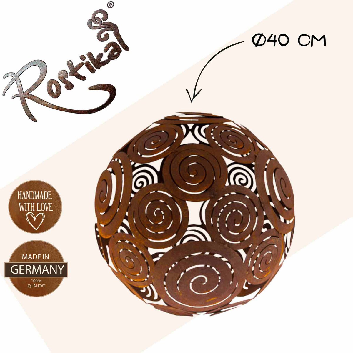 Metalen decoratiebal met roestpatina Ø28 of Ø40 cm