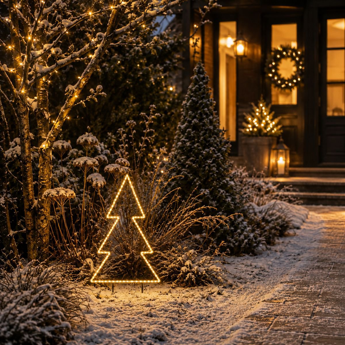 Kerstboom tuinsteker met LED-verlichting, 100 cm