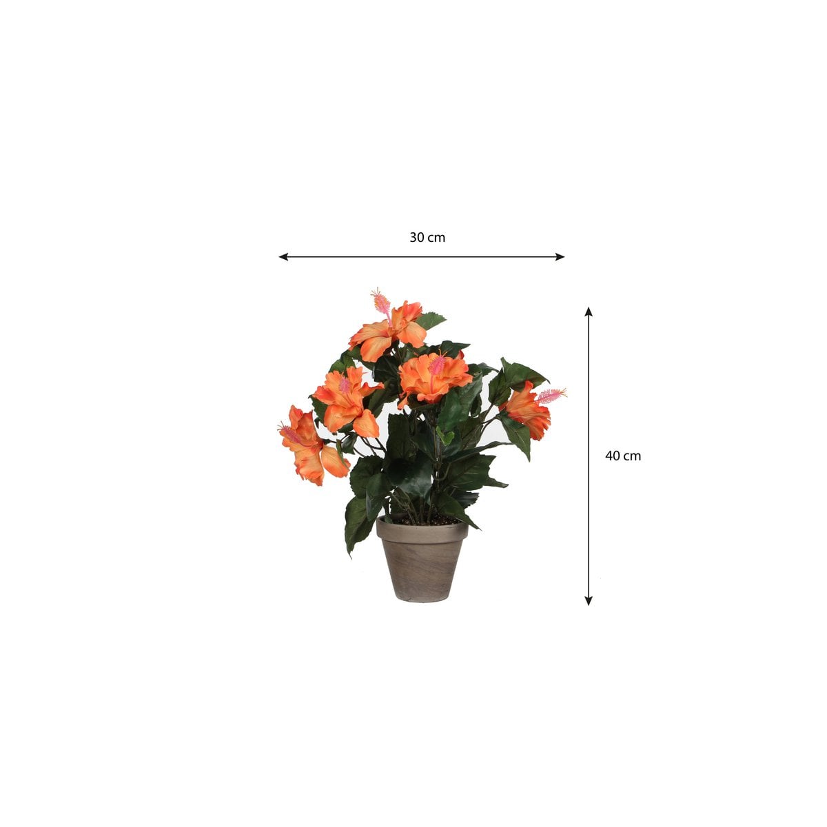 Hibiscus kunstplant oranje, 40 cm