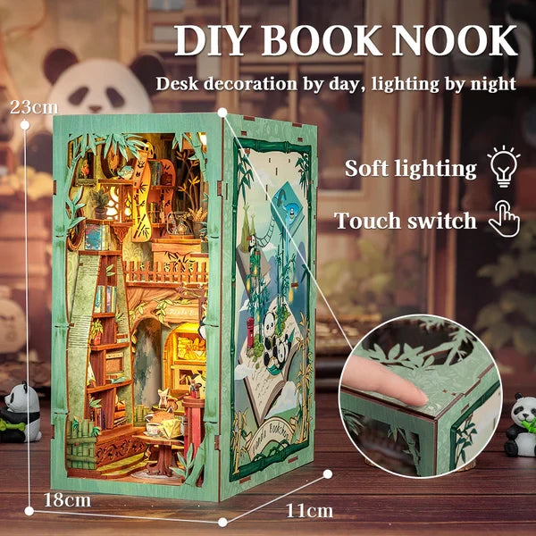 DIY book nook Panda Bookshop, 23 cm