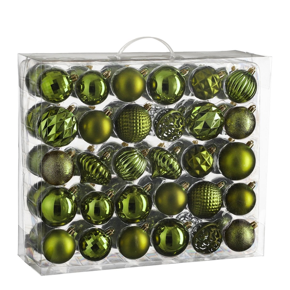 Donkergroene kerstballen set, onbreekbaar, 60 stuks Ø 7 cm