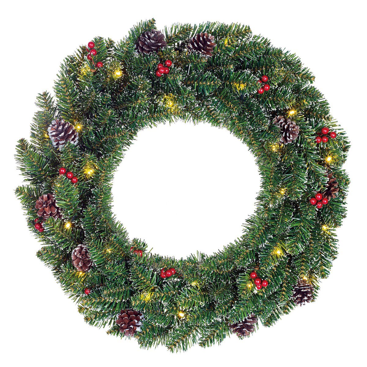 Creston kerstkrans met rijp-effect en verlichting, Ø 60 cm