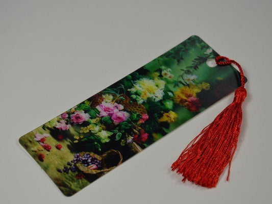 Mand met bloemen, 3D boekenlegger