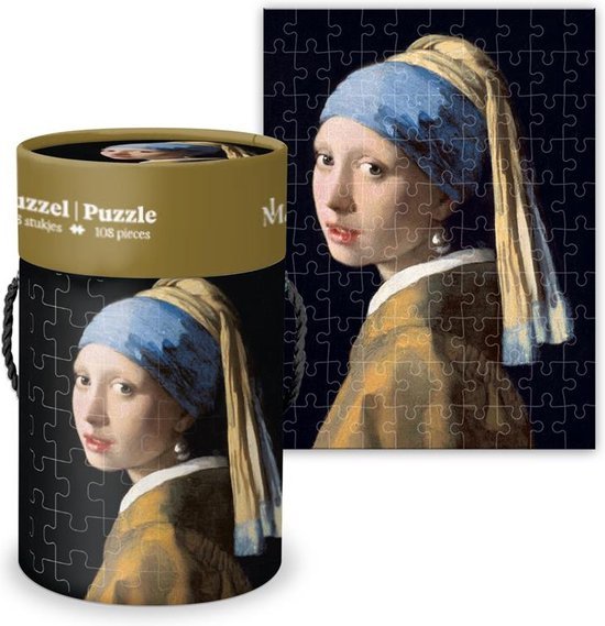 Meisje met de parel, 108 stukjes, puzzel in koker