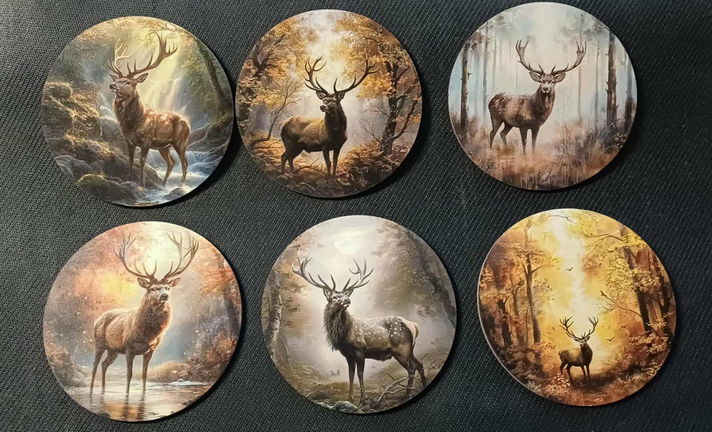 Edelhert onderzetters, 6 stuks