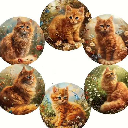 Onderzetters rode katten, 6 stuks