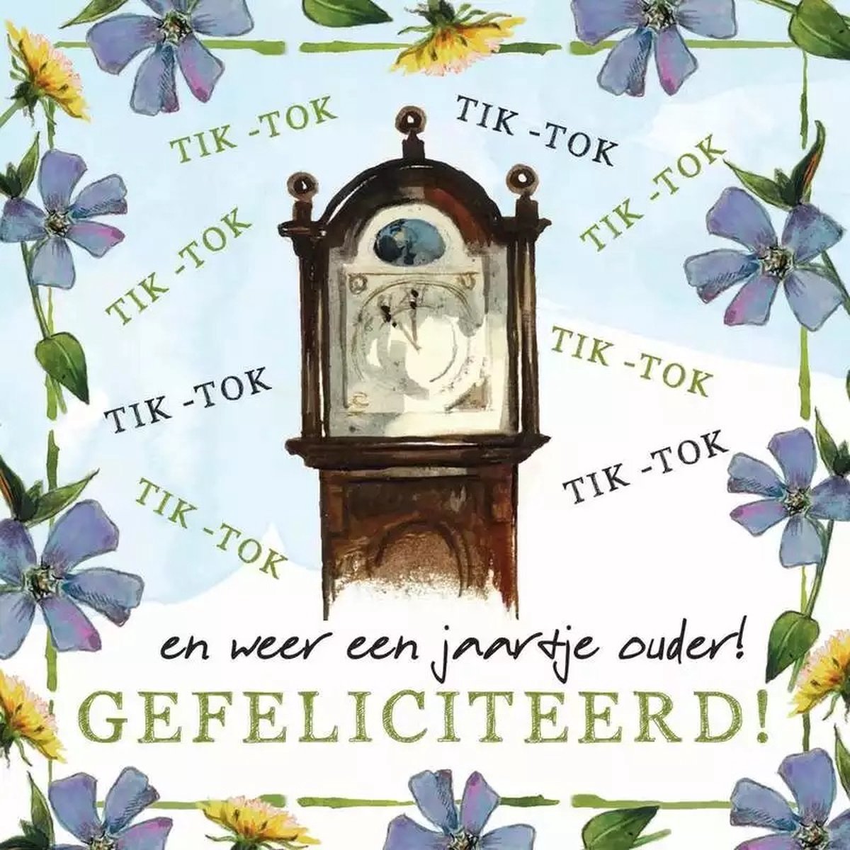 Rien Poortvliet, jaartje ouder wenskaart