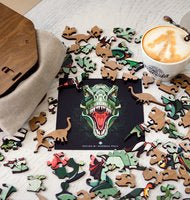 T-Rex houten legpuzzel in houten bewaardoos, 40 × 24 × 0,5 cm