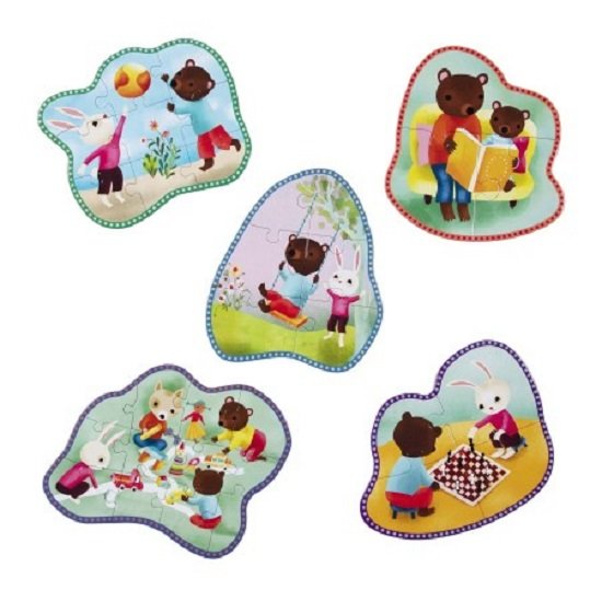 Ready to grow, together time, 5 legpuzzeltjes van 3, 4, 6, 9 en 12 stukjes