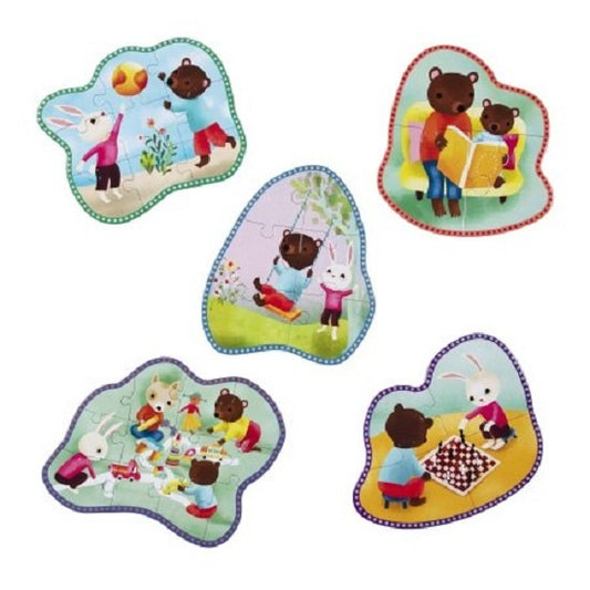 Ready to grow, together time, 5 legpuzzeltjes van 3, 4, 6, 9 en 12 stukjes