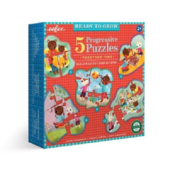 Ready to grow, together time, 5 legpuzzeltjes van 3, 4, 6, 9 en 12 stukjes