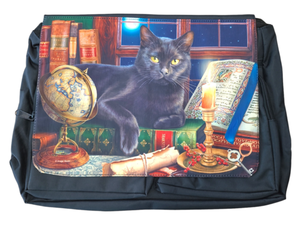 Black cat by candlelight, messenger big bag